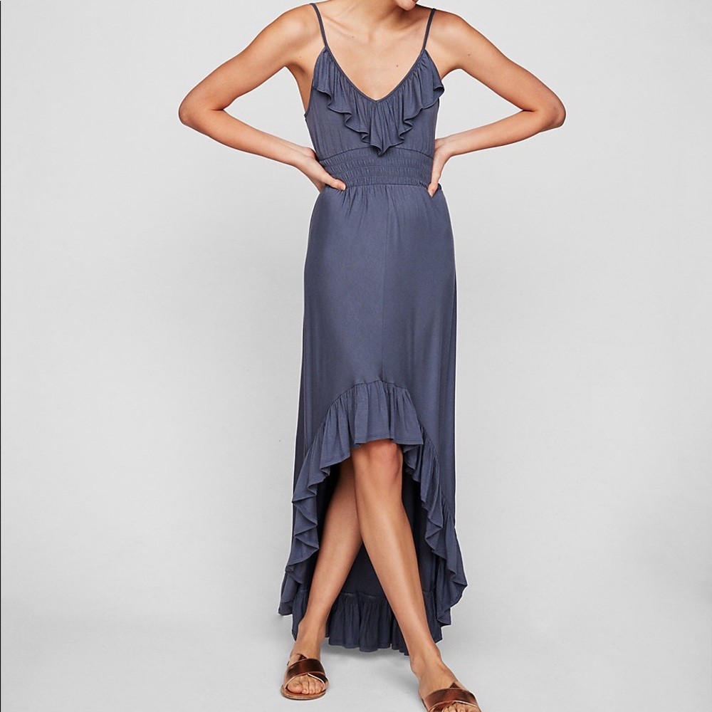 Express Ruffle Front Smocked Waist Maxi Dress